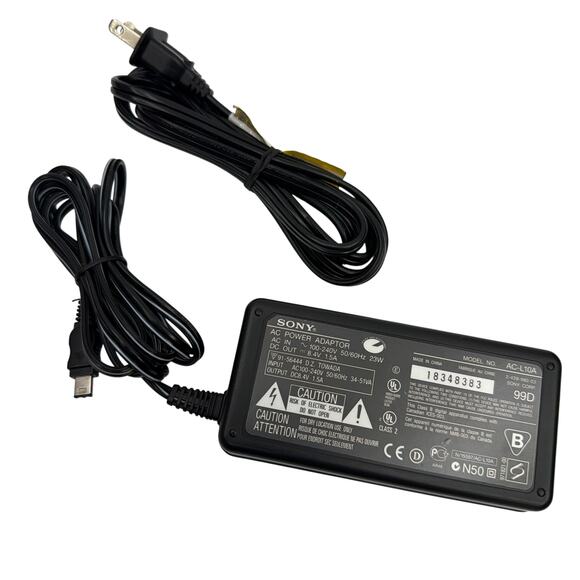 Sony AC-L10A 8.4V 1.5A AC Power Adapter Charger with Power Cord - Black - Picture 2 of 5